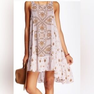 Free People Intimately Printed Slip Dress, Pale Pink/Orange, Semi-Sheer Feminine